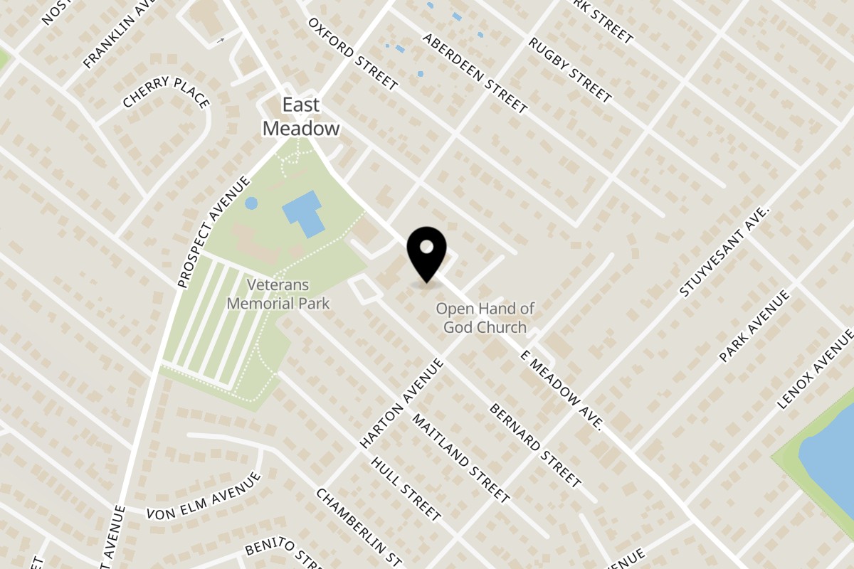 Map showing the location of Pietro's of East Meadow on 476 E Meadow Ave in East Meadow